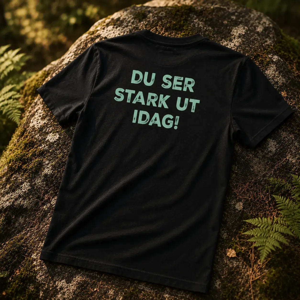 Ryggen på jubileumströjan med texten Du ser stark ut idag!